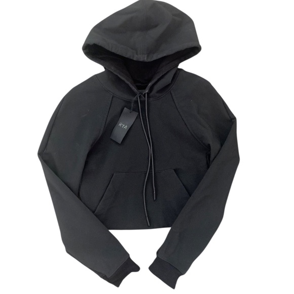 RtA Haven Cropped Sweatshirt NWT Black Crop Open Back Hoodie - Picture 4 of 10